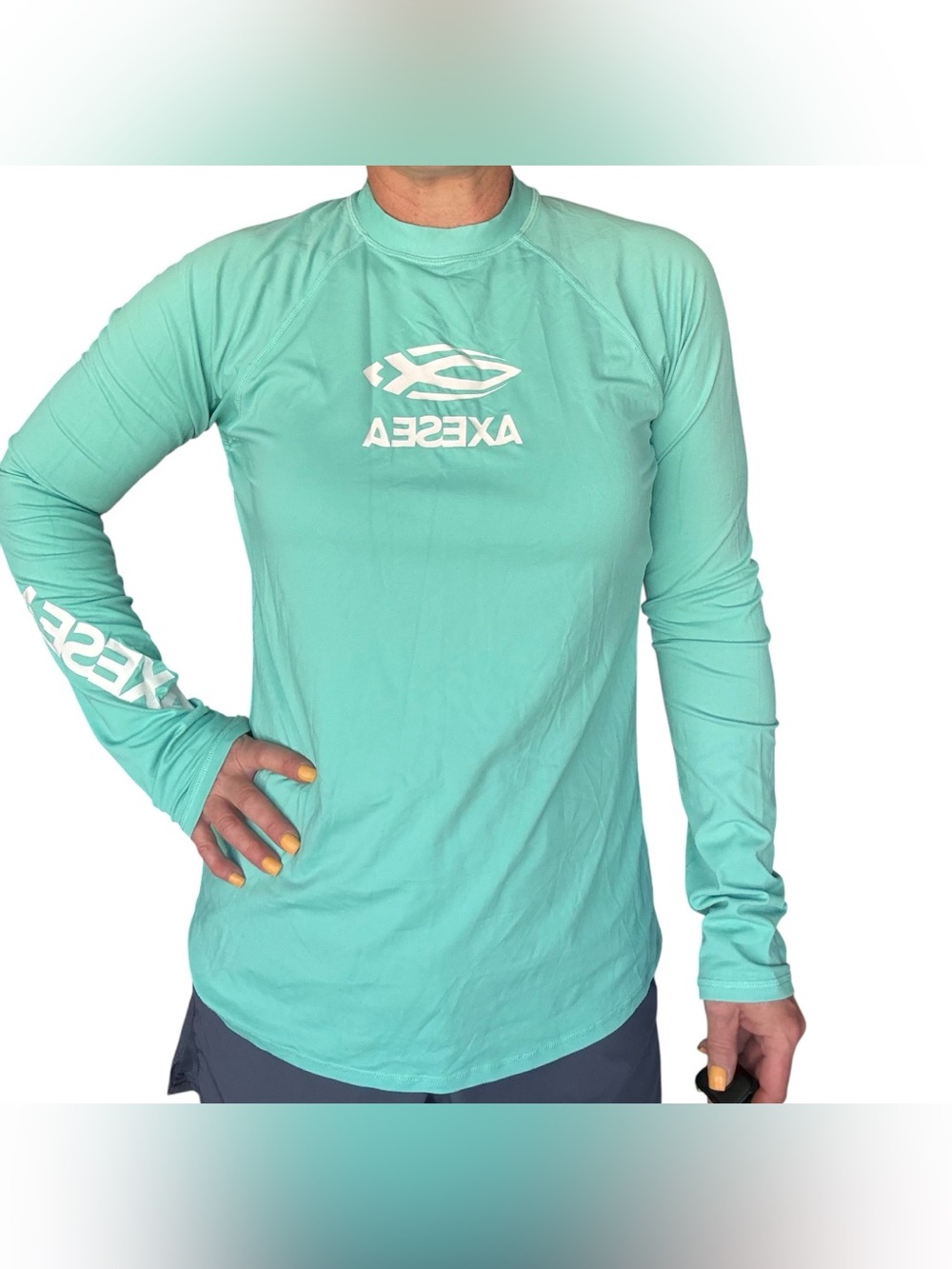 AXESEA Teal Long Sleeve Rash Guard